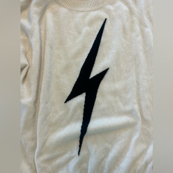 UNISEX BOLT CASHMERE LIGHT SWEATER - VINTAGE WHITE // BLACK BOLT SIZE MEDIUM - Picture 5 of 7
